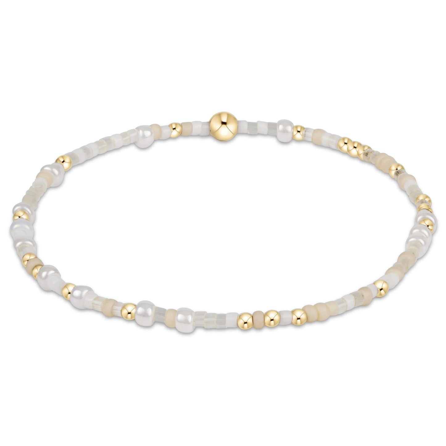 Hope Unwritten Bracelet, Call Me On My Shellphone with white and gold beads