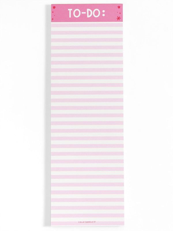 Pink and white striped list pad with 'TO-DO:' text at the top.