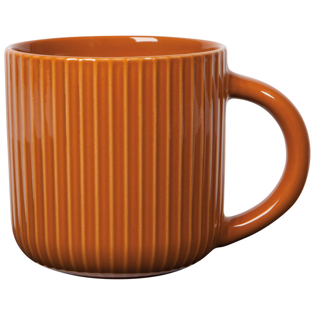 orange fluted mug shown on a white background