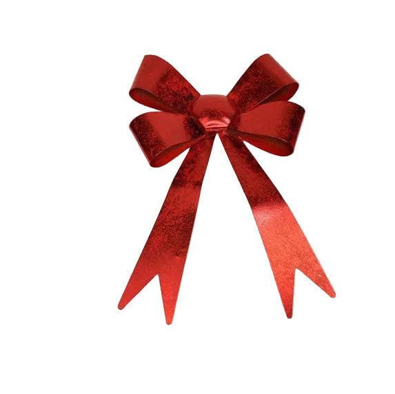 largest red metal bow shown on a white background