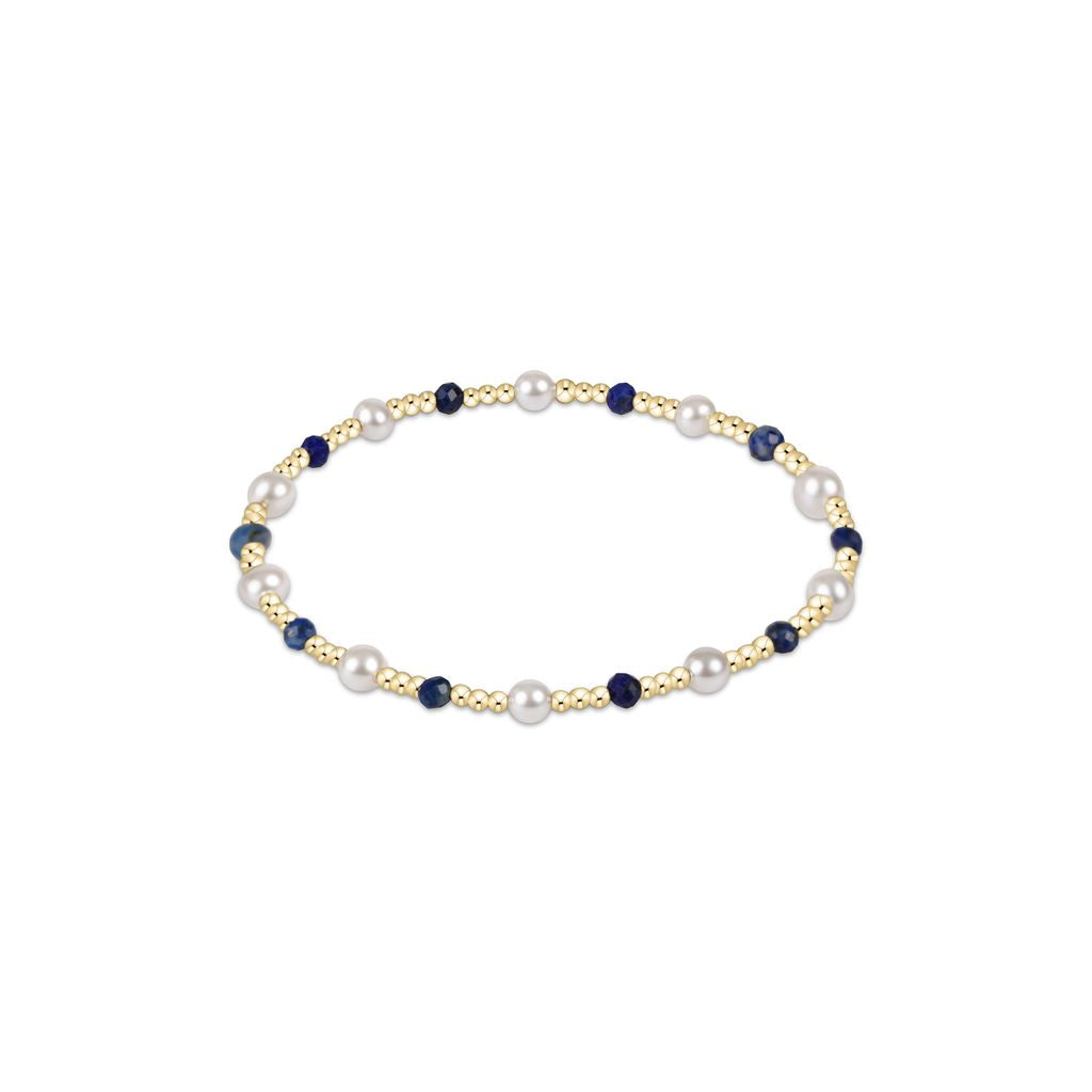 Pearl Sincerity Pattern 4mm Bead Bracelet, Lapis