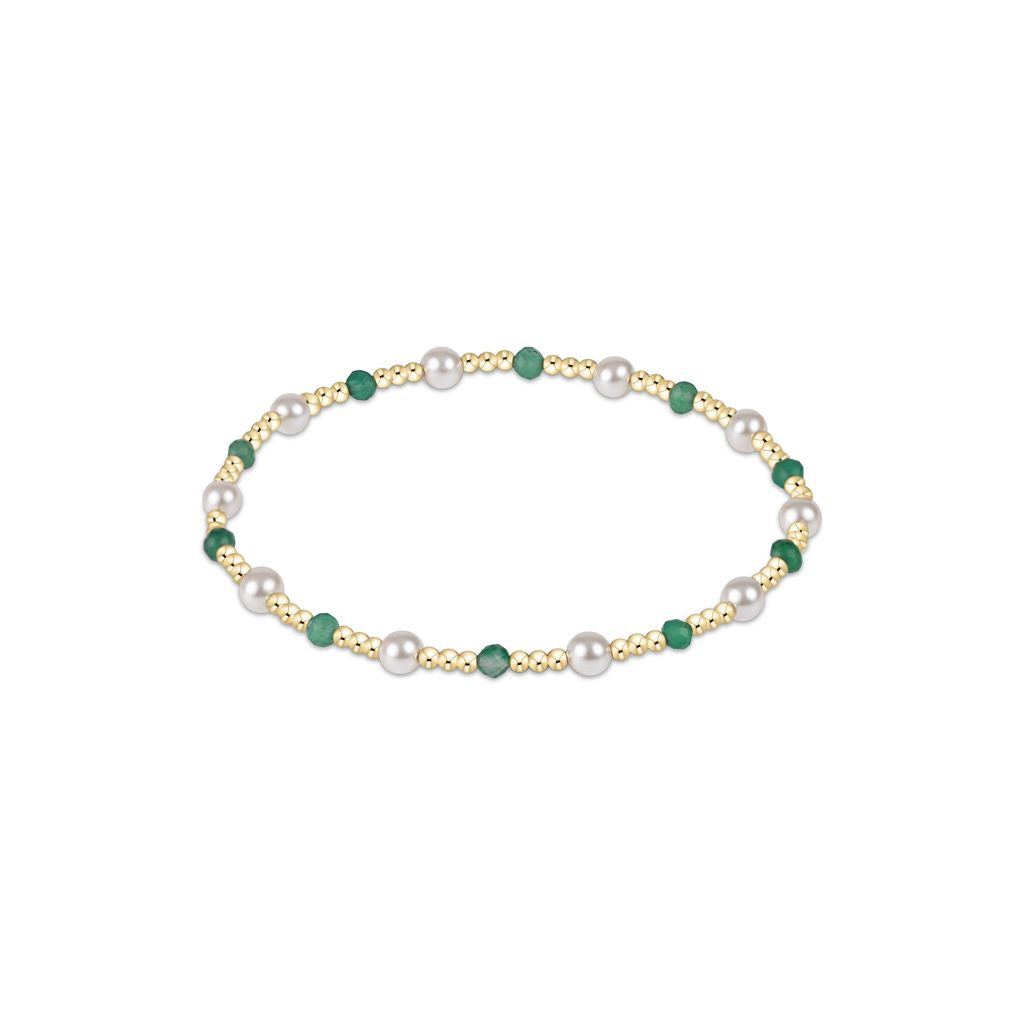 Pearl Sincerity Pattern 4mm Bead Bracelet, Green Onyx