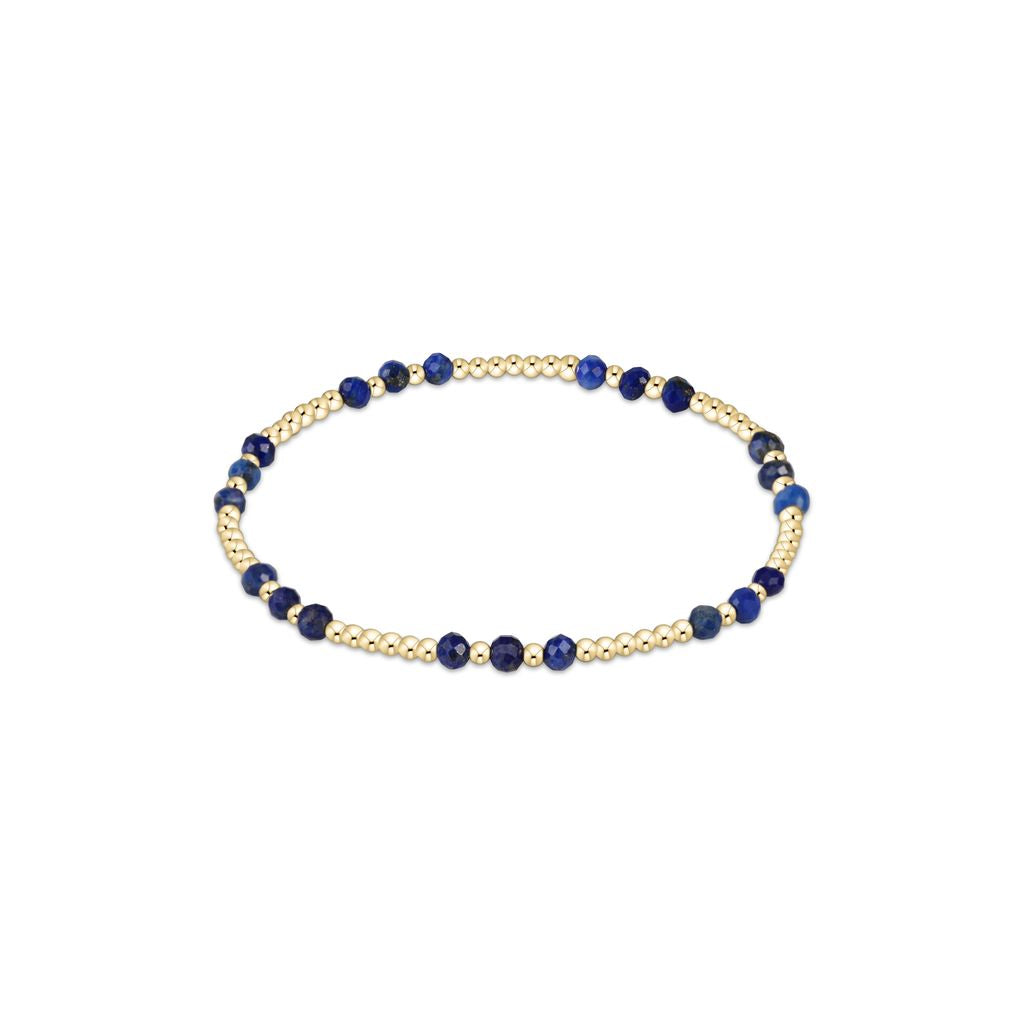 Gemstone Gold Joy Pattern 3mm Bead Bracelet, Lapis