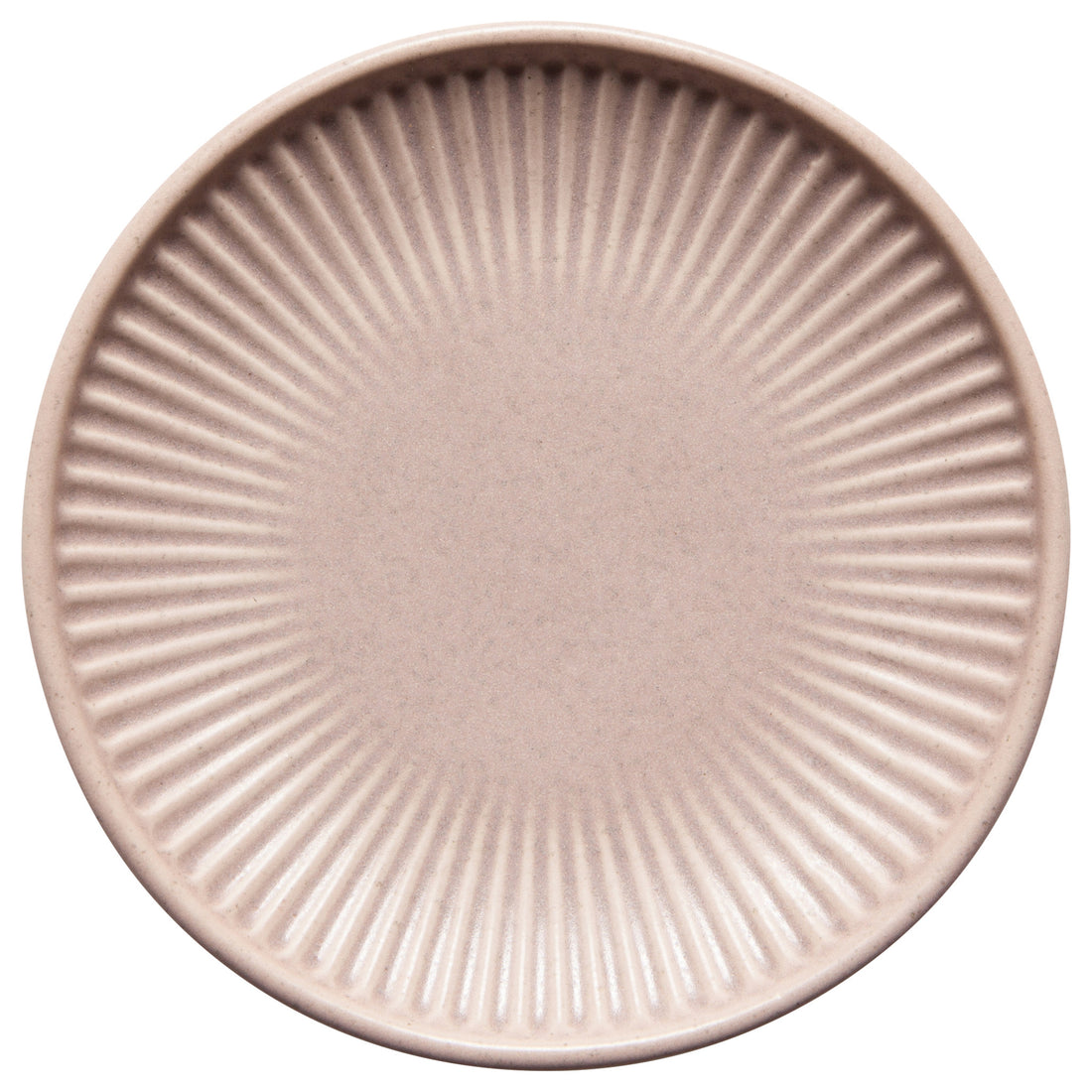 small round pink dish with a starburst like pattern