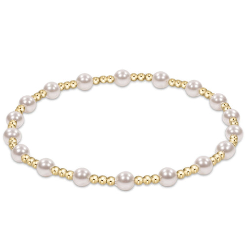 Extends Classic Sincerity Pattern 4mm Beaded Bracelet, Pearl