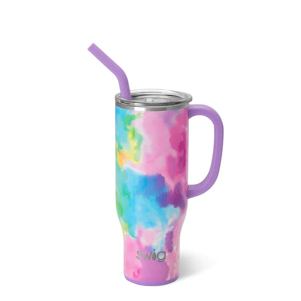 pastel watercolor printed swig mega mug on a white background.