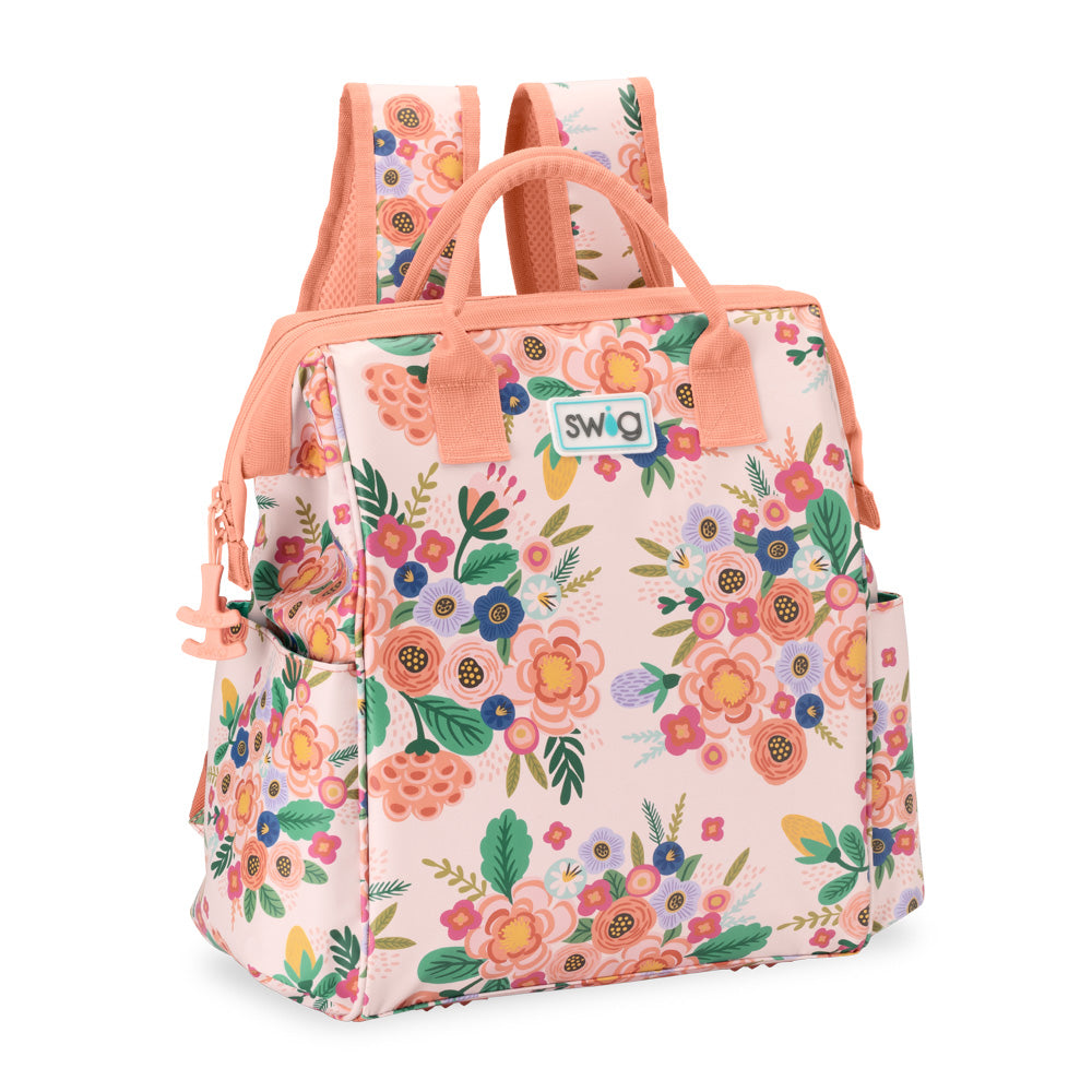 FULL BLOOM Packi Backpack Cooler on a white background.