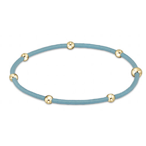 Turquoise hair tie bracelet with gold beads