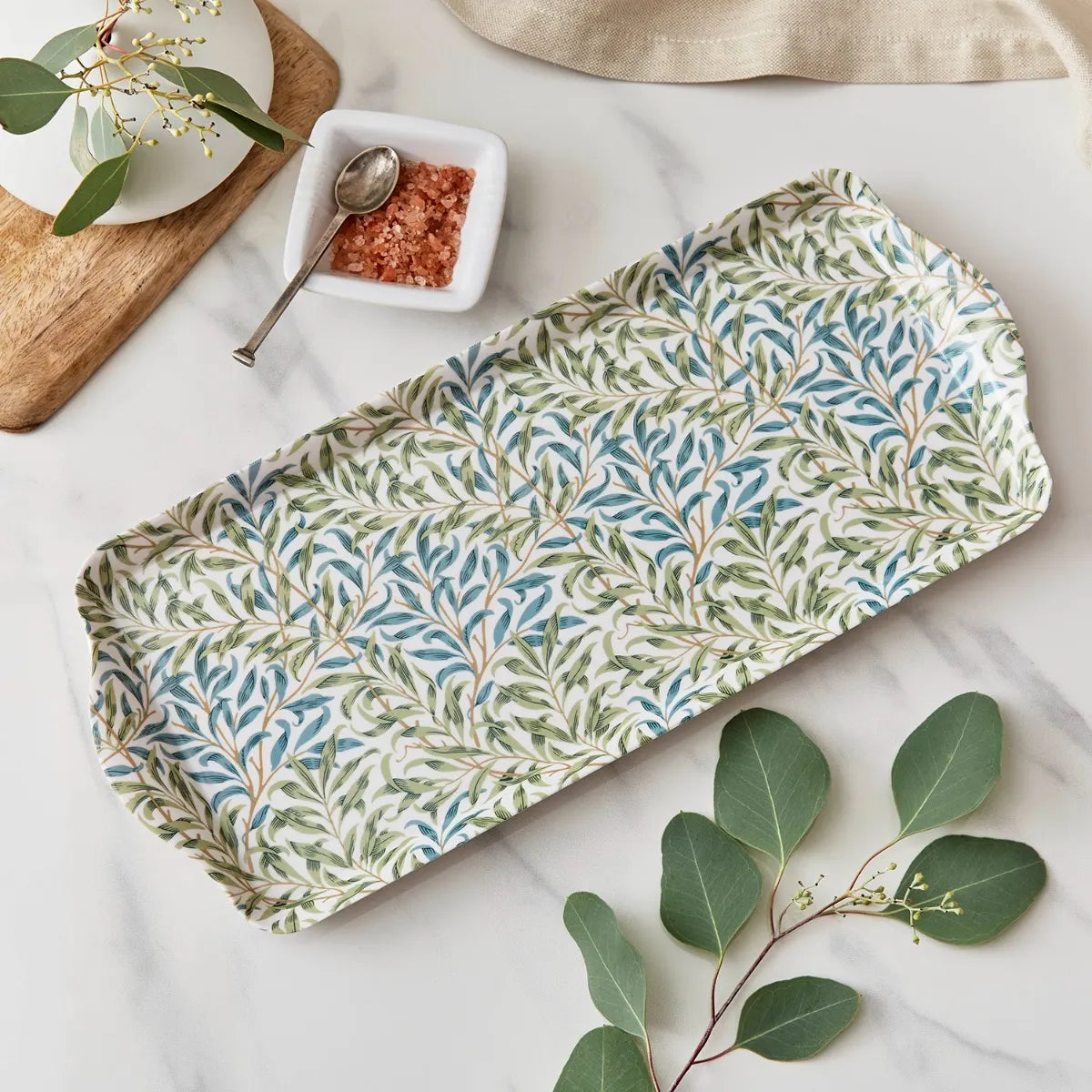 styled shot of willow bough melamine sandwich tray on a marble surface