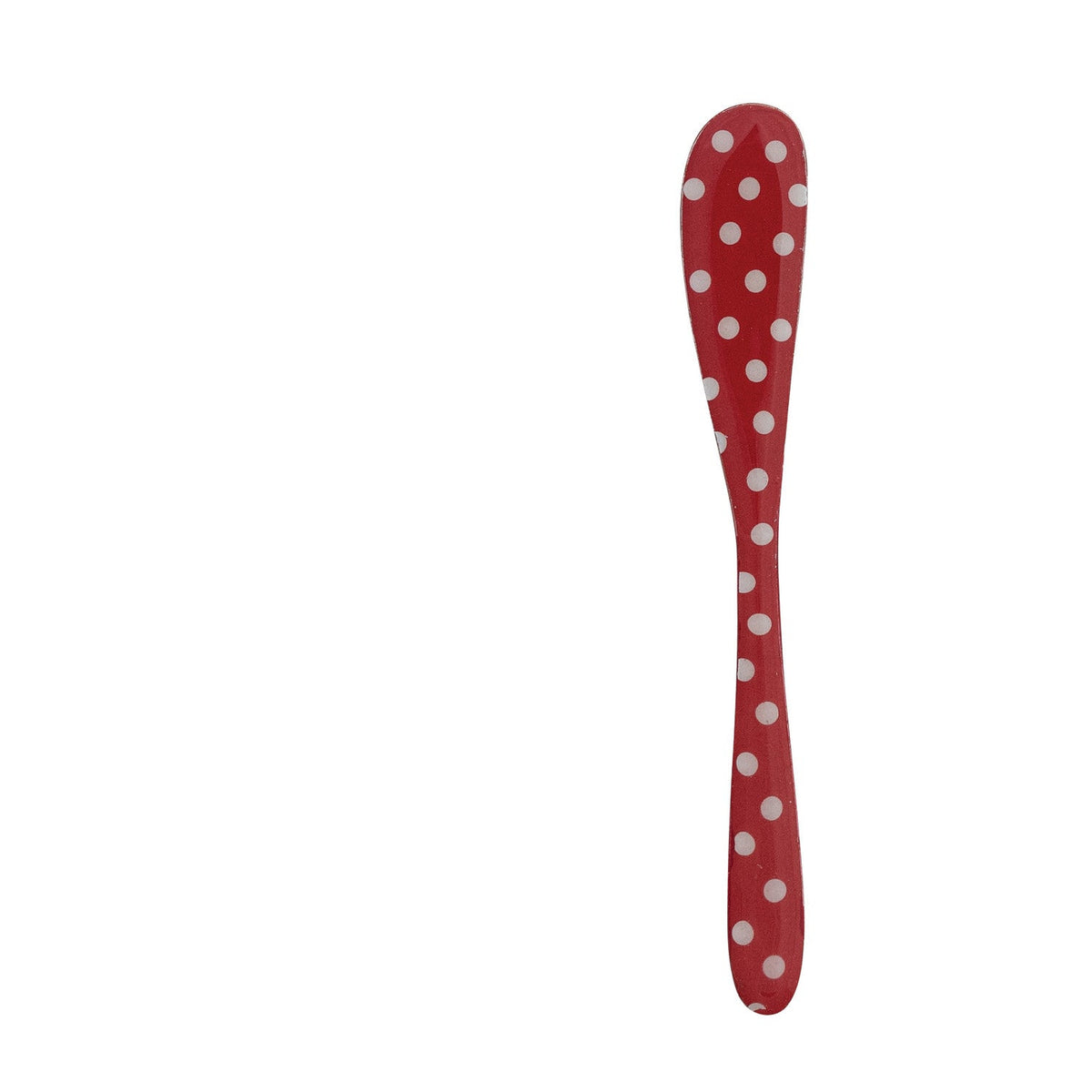 metal spreader enameled in red with white dots