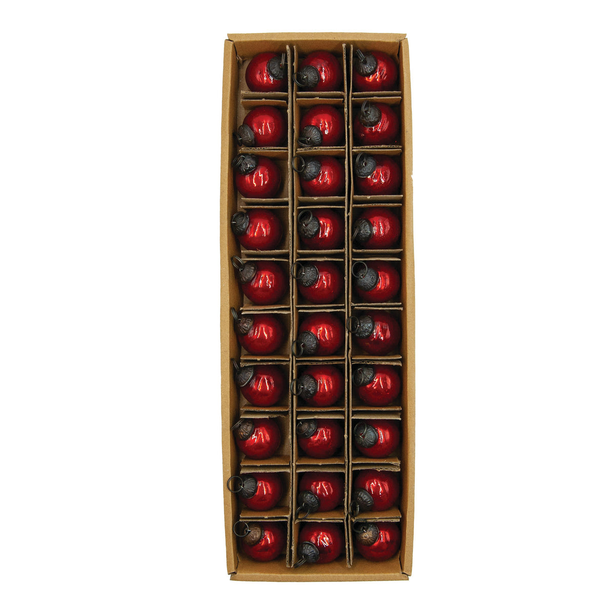box set of 30 red ball glass ornaments