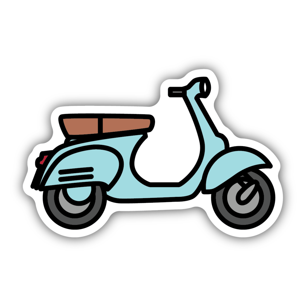 cartoon stylized light blue motorized scooter