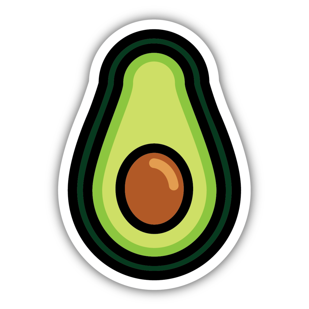 cartoon stylized half of an avocado