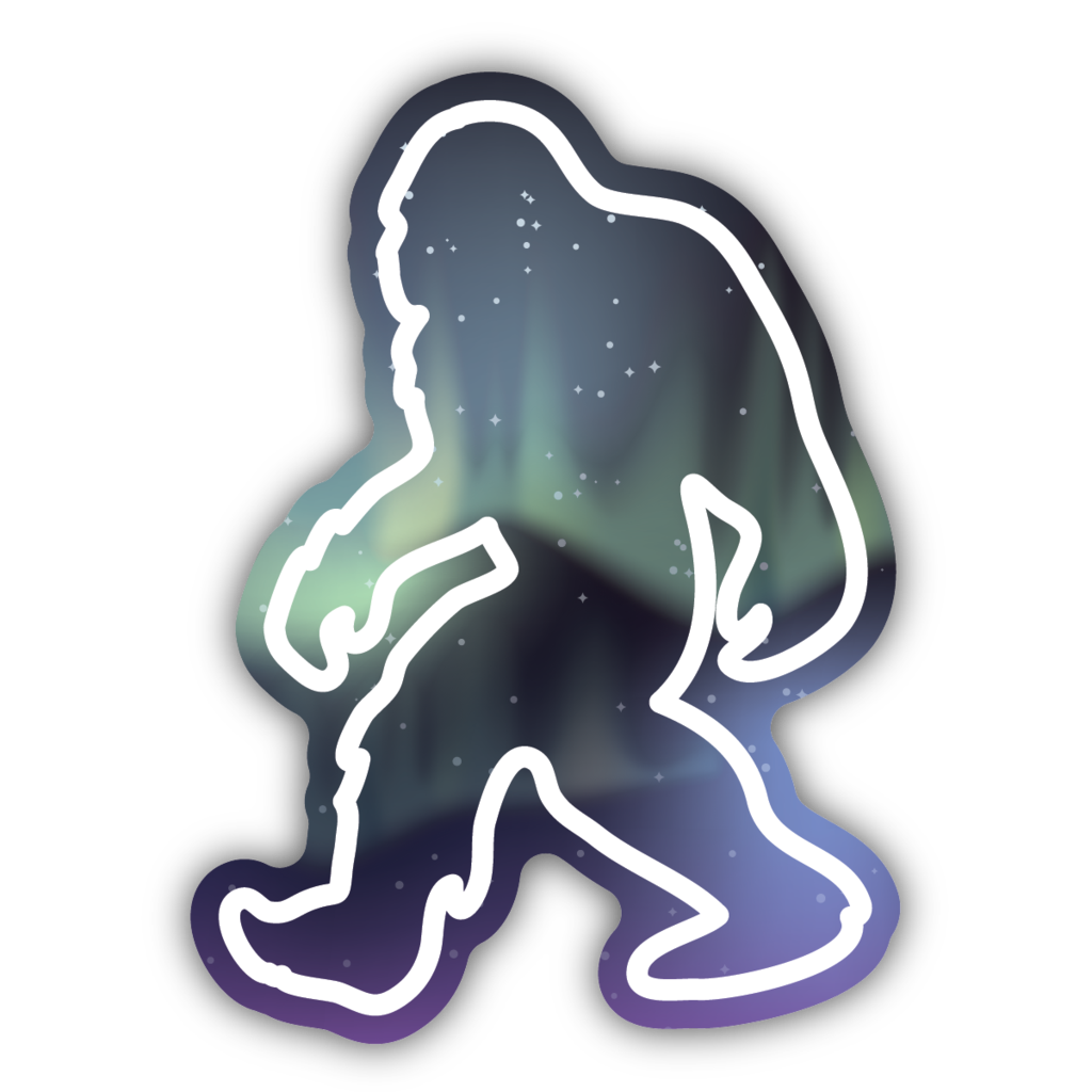 aurora sky sasquatch silhouette