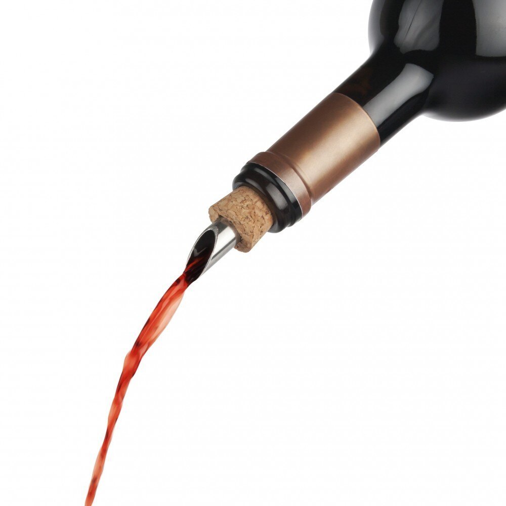 the cork and pour illustrated in a wine bottle being poured