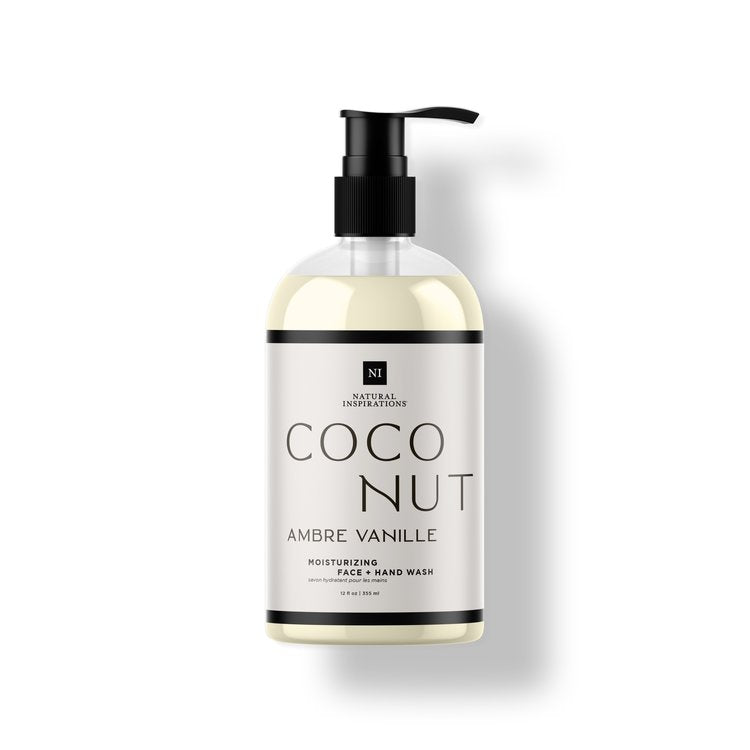 pump bottle of Coconut Ambre Vanilla hand and face wash.