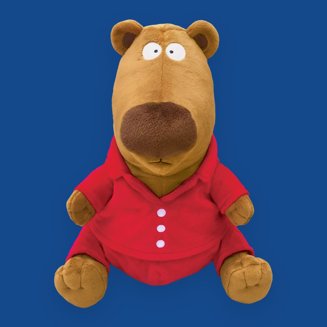 going to bed plush toy on a royal blue background