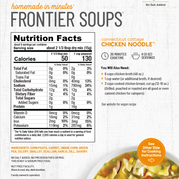 Nutrition facts and ingredient list. For more information call 501-327-2182.
