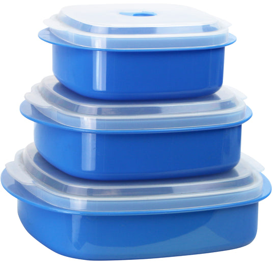 Fresh & Store 3 Compartment Food Storage Container, Blue