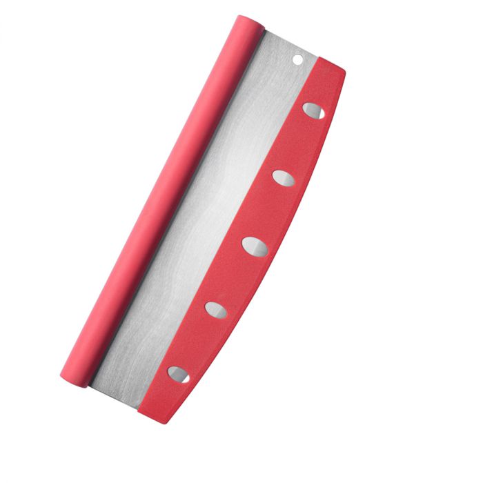 rocking pizza cutter with the blade cover on against a white background