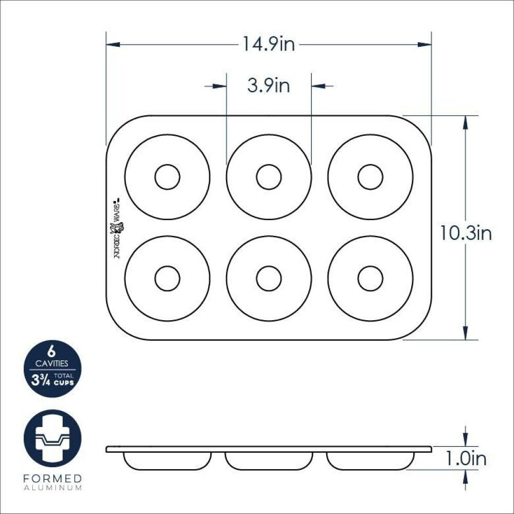 drawing pf donut pan with measurements.