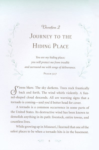 inside of book has a devotion with scripture