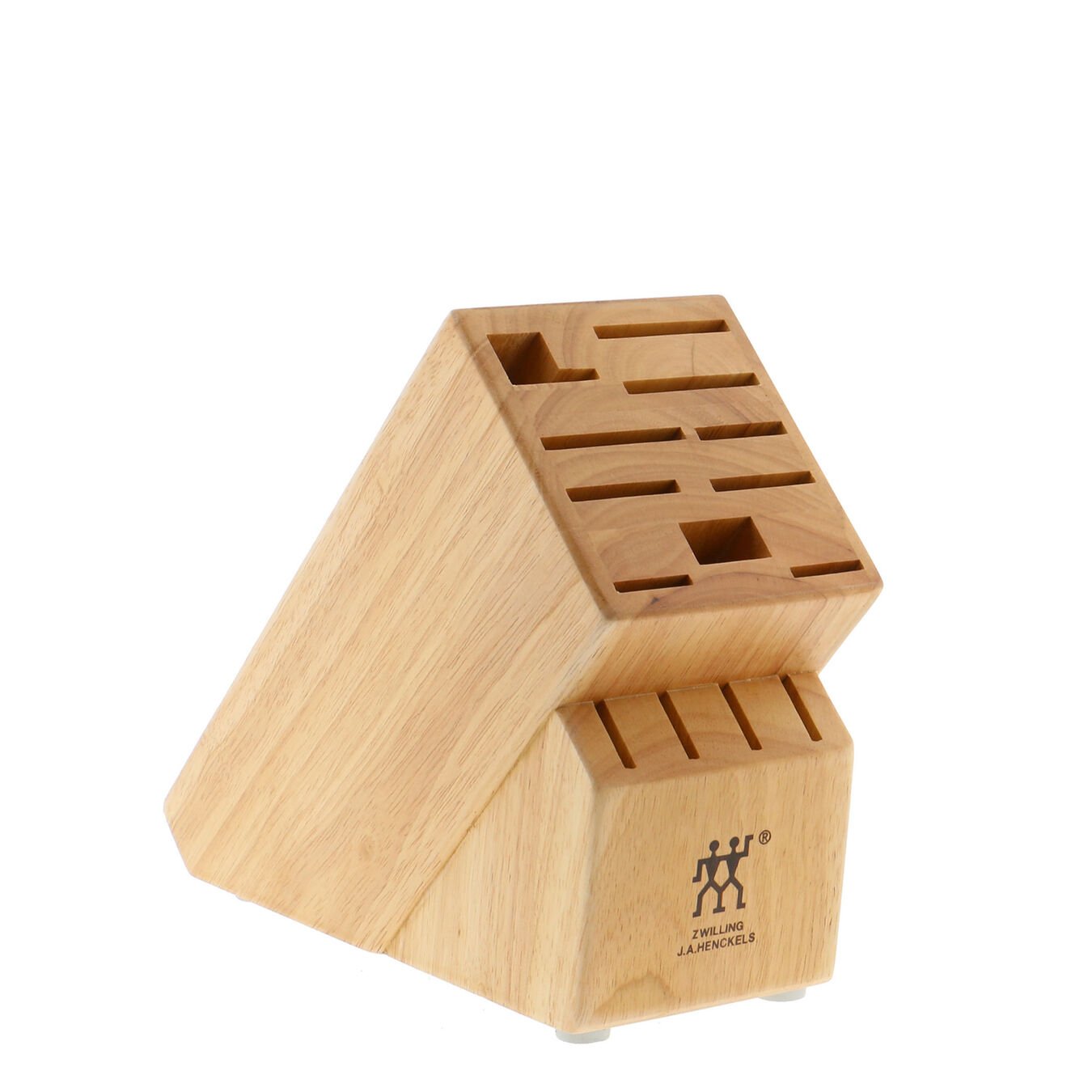 empty wooden knife block on white background