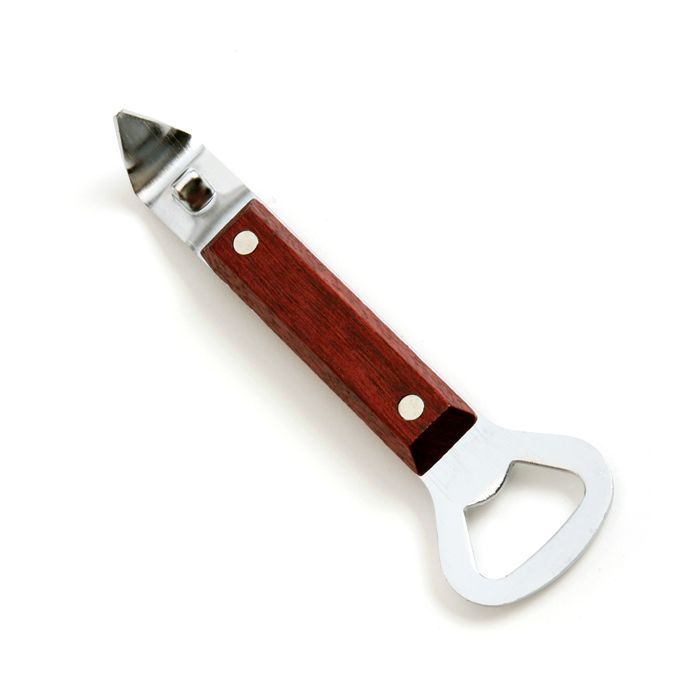 Can Punch and Bottle Opener with wooden handle.