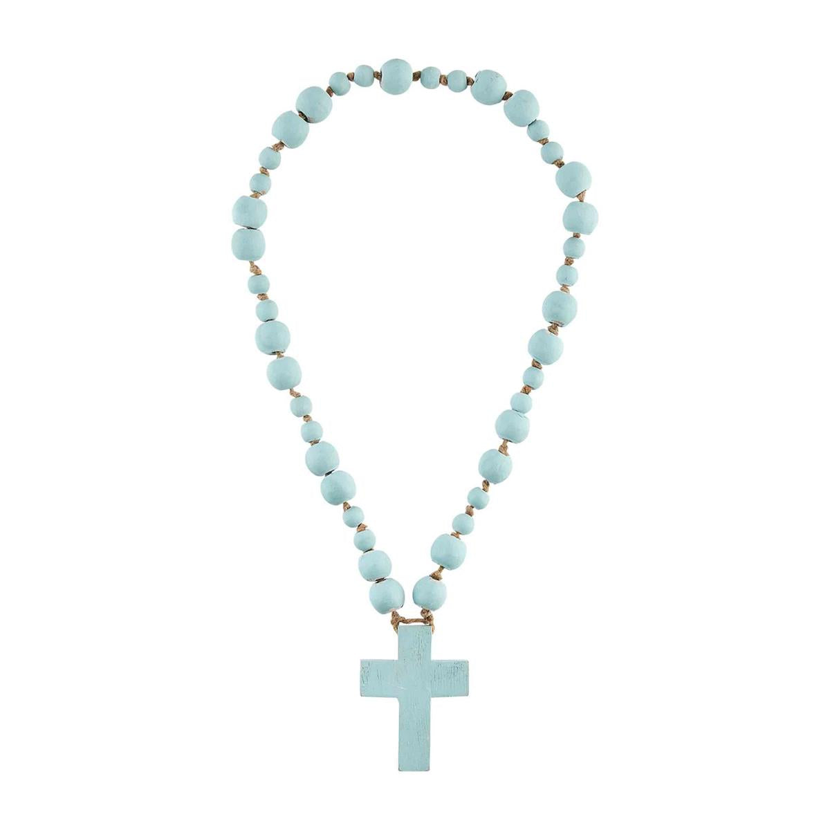 blue decorative cross beads on a white background