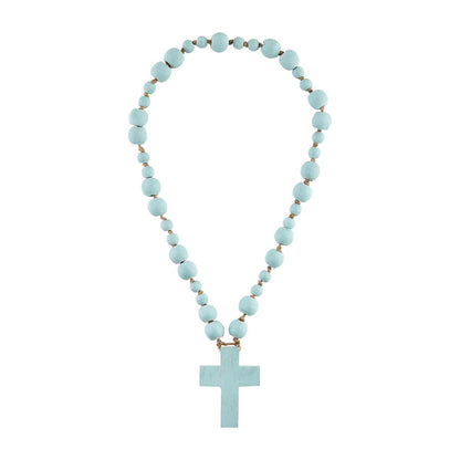 blue decorative cross beads on a white background
