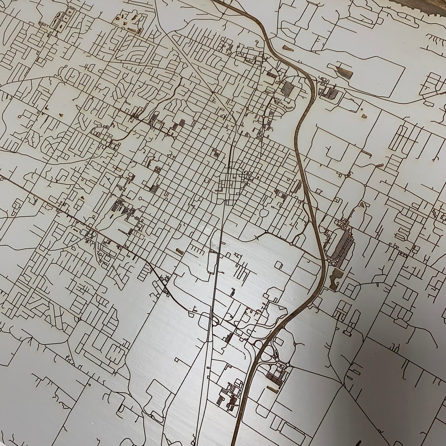 Fire & Pine - Burnt Wood Map of Conway, Grey