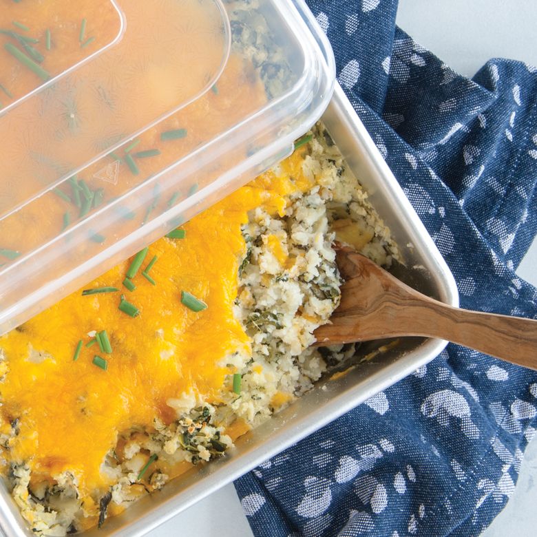 cake pan filled with Sheppard's pie.