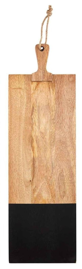 one stripe black and natural wood board on a white background