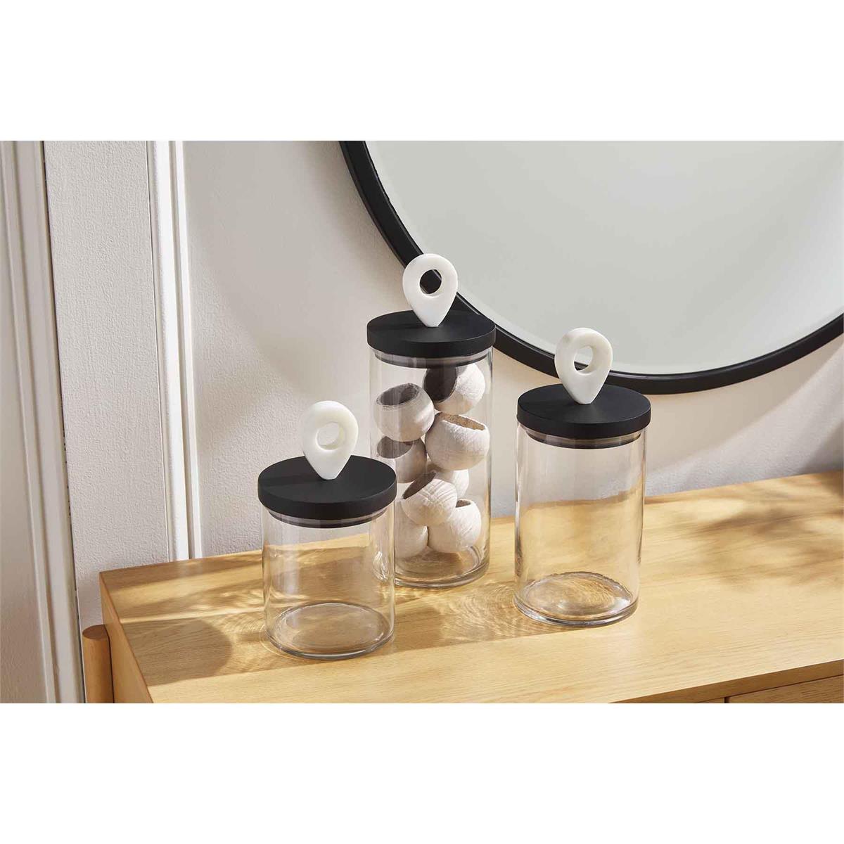 Mud Pie Glass Canister Set White - Linabella