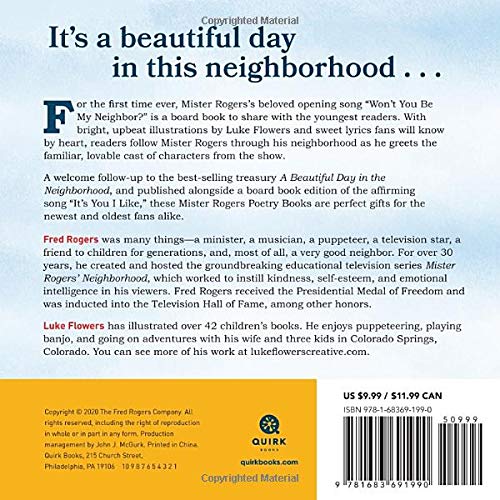 back of book is blue and white like the sky and has black text