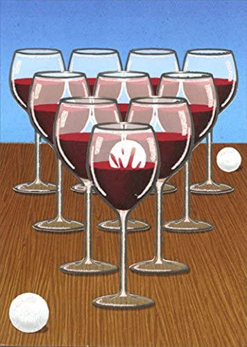 front of card is a drawing of wine pong