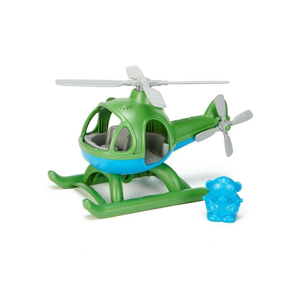 the green top helicopter and pilot on a white background
