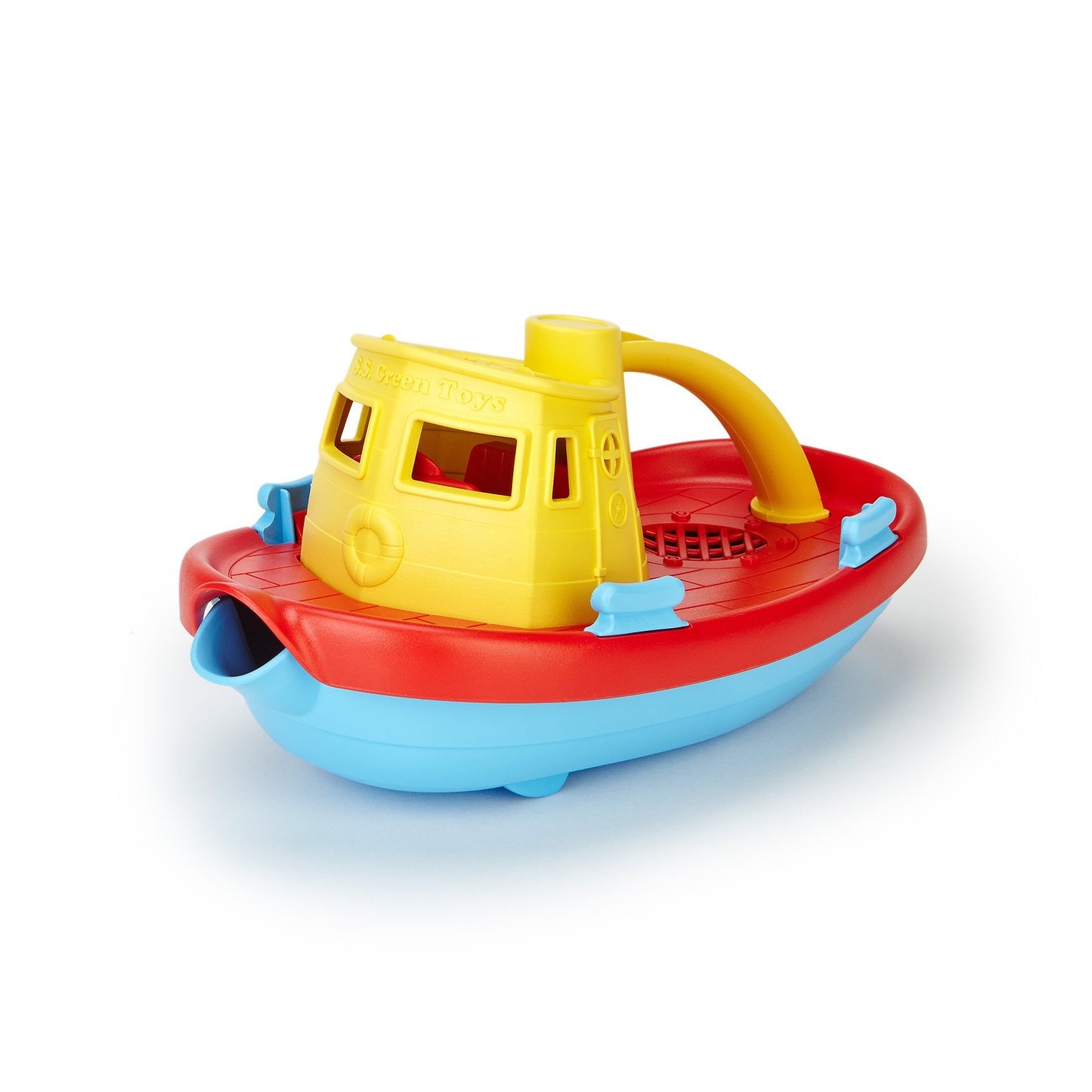 the yellow top tugboat on a white background