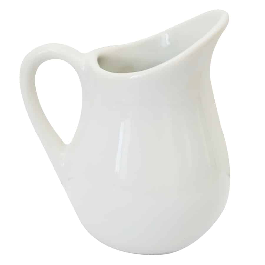white ceramic mini creamer.