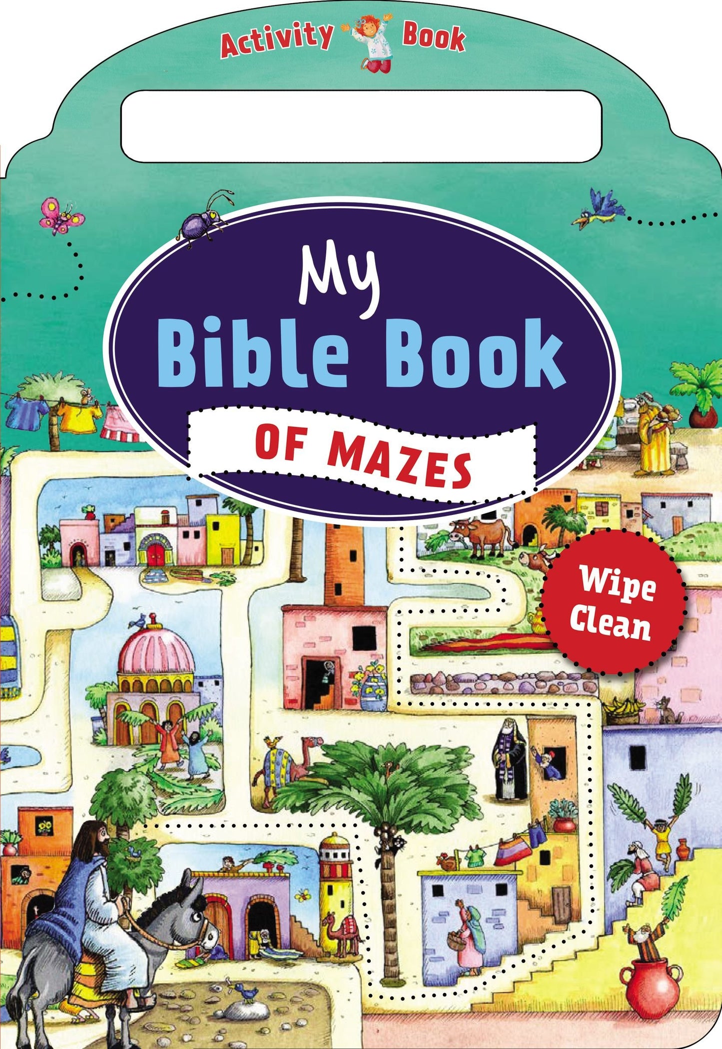 cover of book has a maze and a handle for carrying with title