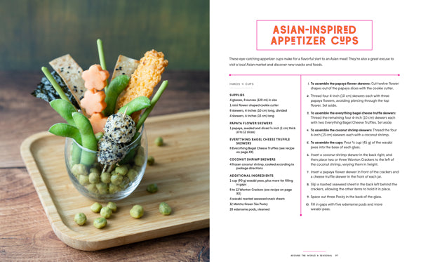 second set of pages has a picture of a glass cup filled with vegetables and sitting on a wood serving tray, and the other page is filled with text