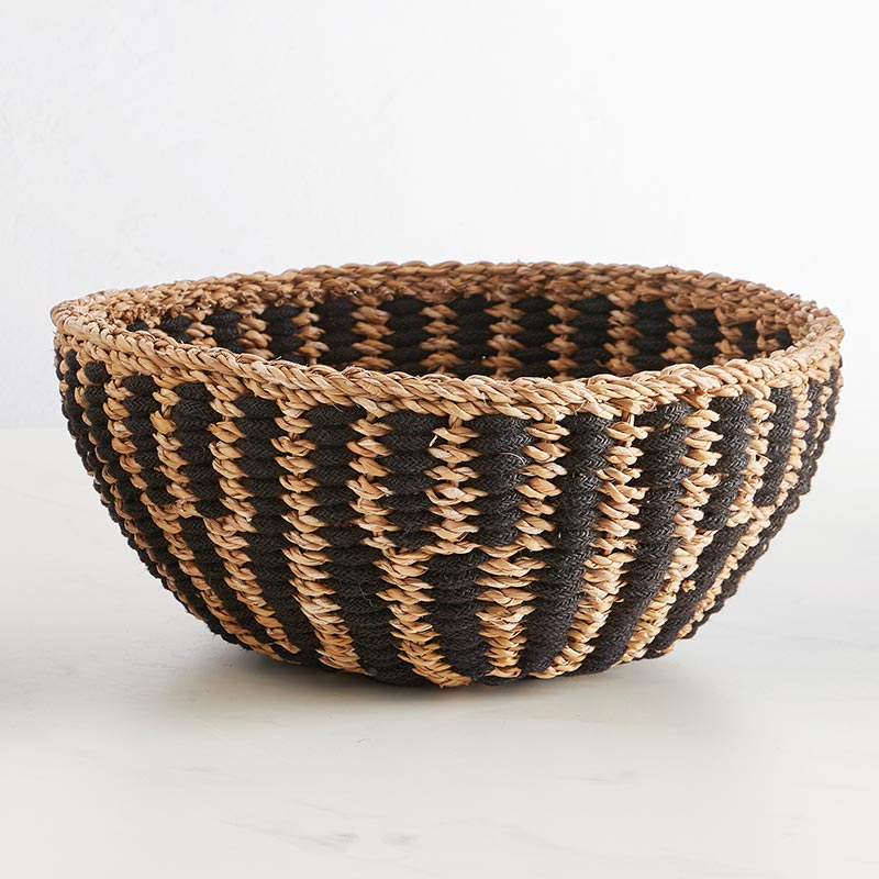 large round rattan basket.