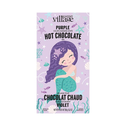 individual packet of mermaid hot chocolate package on a white background