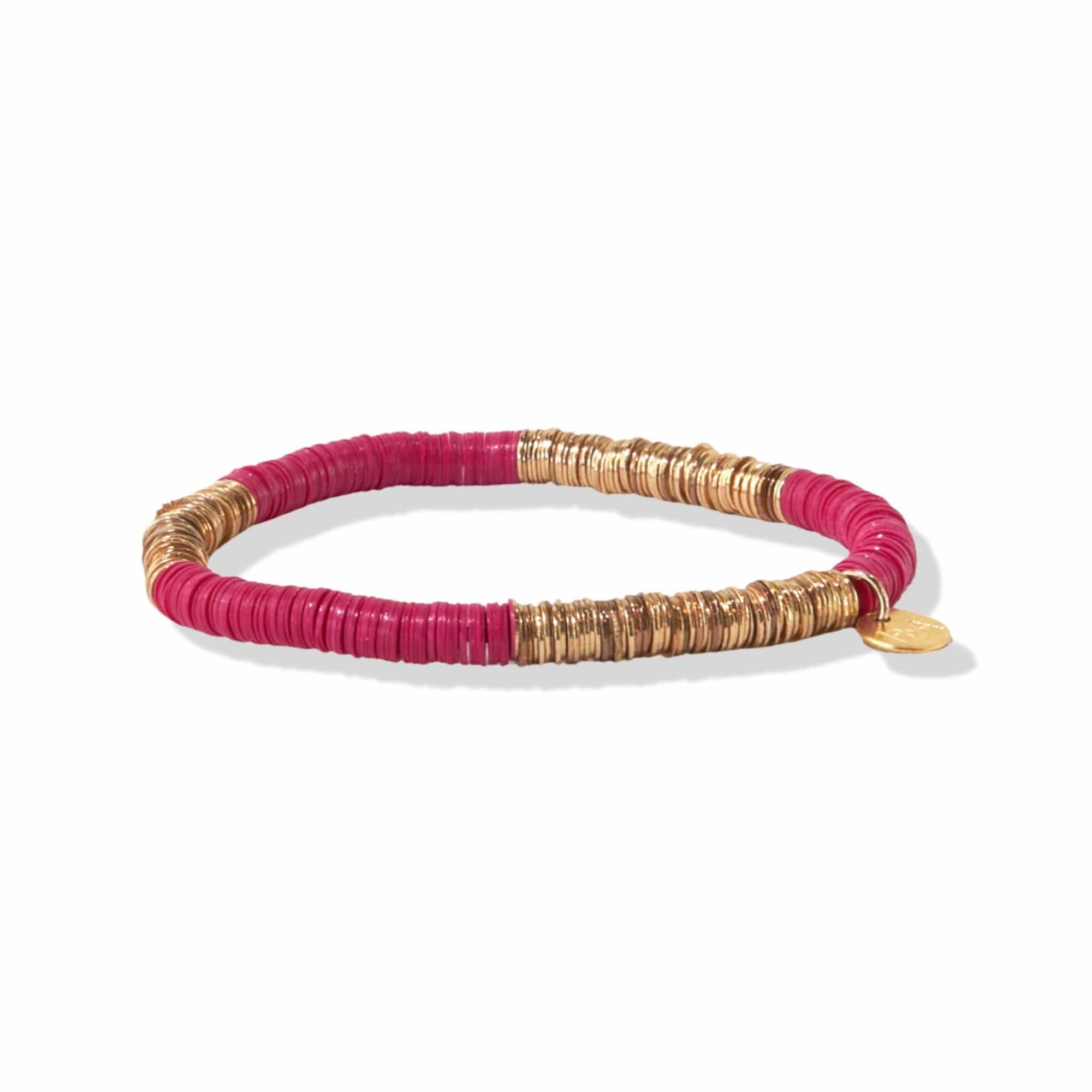 Ink + Alloy - Sequin Stretch Bracelet, Hot Pink & Gold