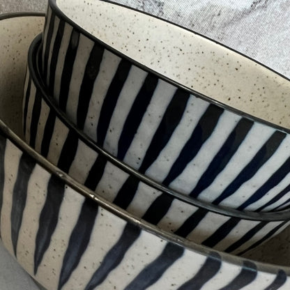 close-up of stack of bowls.