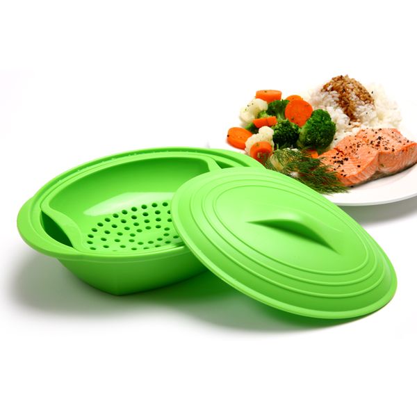 Trudeau Silicone Vegetable Steamer With Handle 9.25-Green