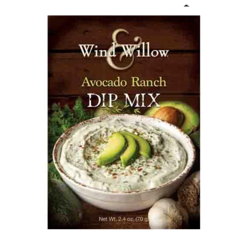 box of wind & willow avocoado ranch dip mix net 2t. 2.4 oz (70 grams)