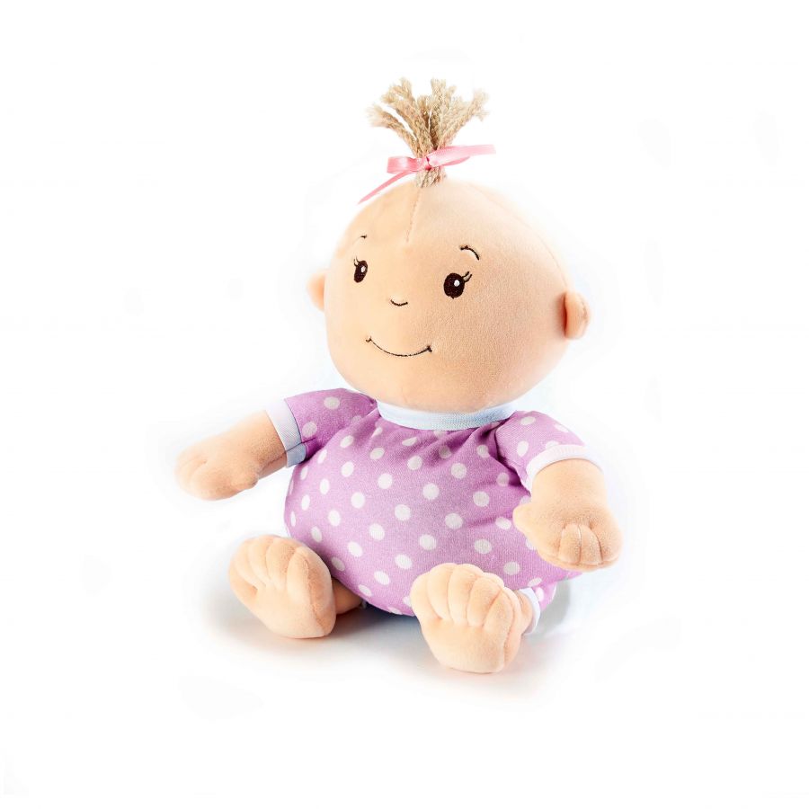 Josie baby girl light skin plush doll on a white background