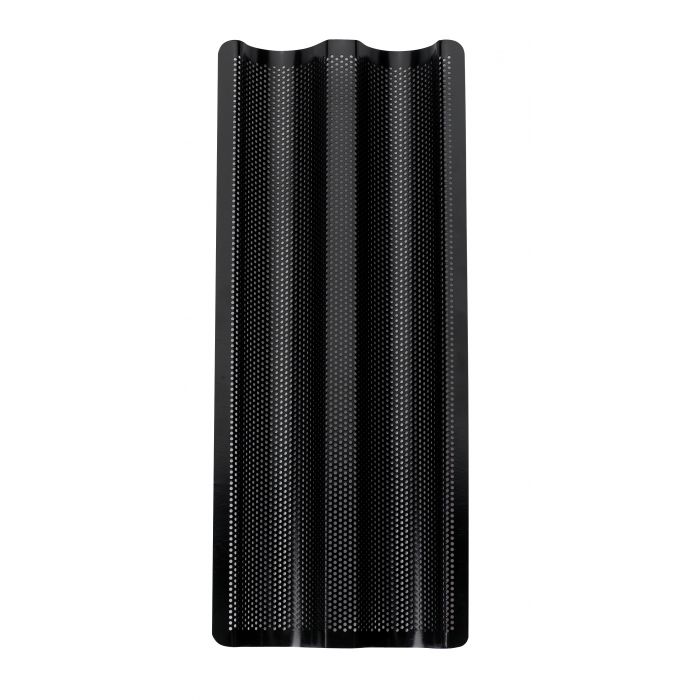 the double baguette baking pan on a white surface