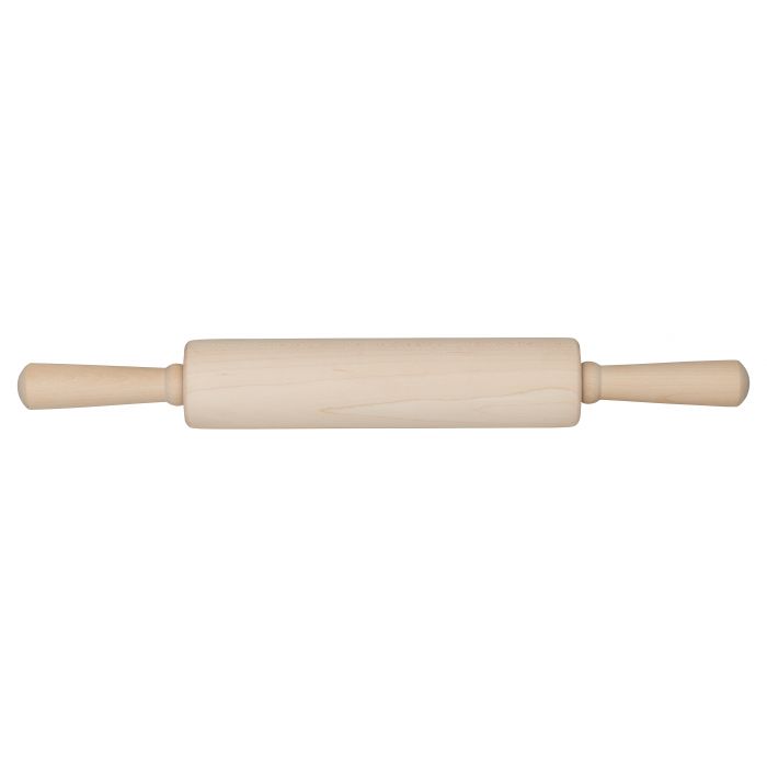 the classic wooden rolling pin on a white background